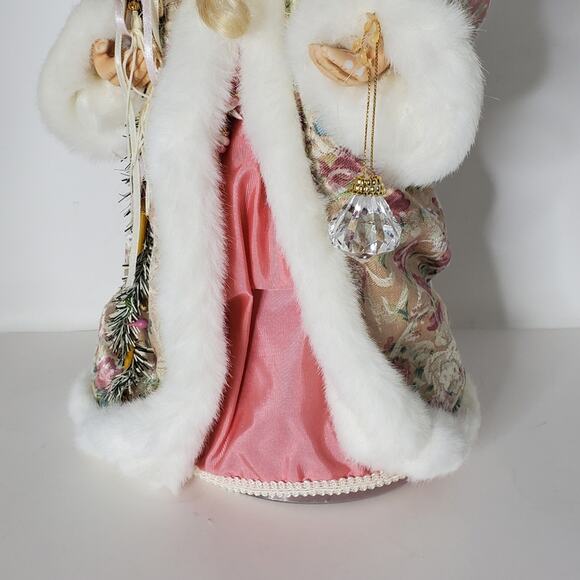Old World Santa with pink paisley coat 17" tall Christmas tree topper Excellent - Picture 3 of 11